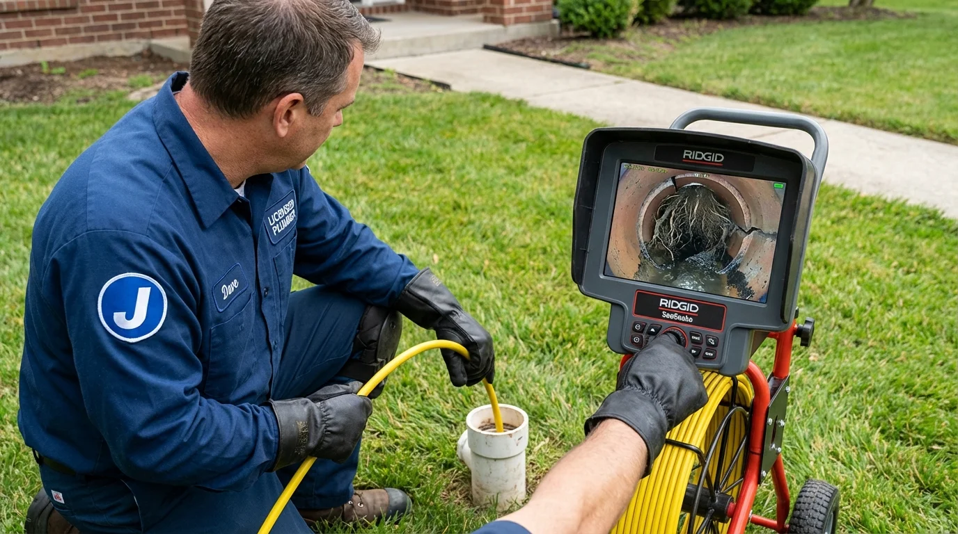 Sewer camera inspection being performed by Johns Plumbing LLC in Cornish