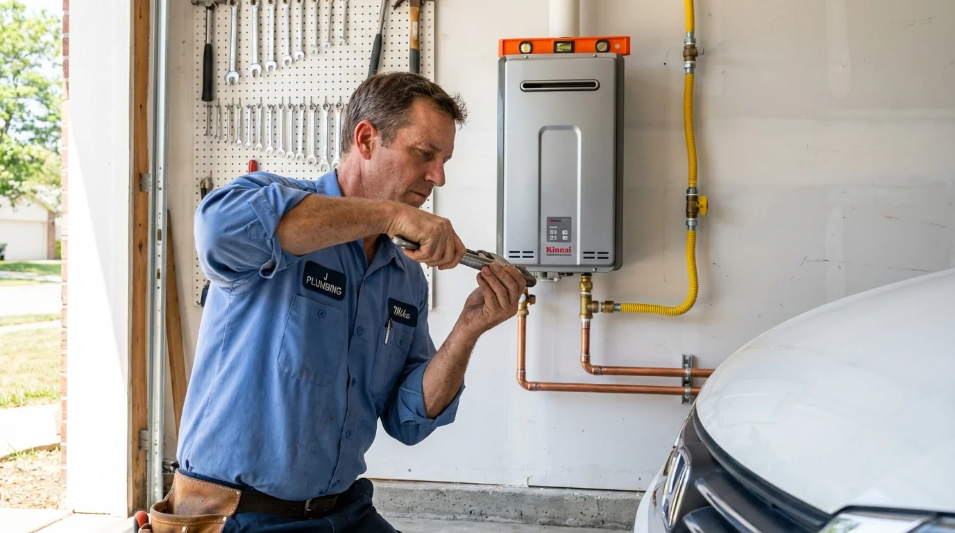 Tankless water heater installation by a Johns Plumbing LLC plumber in Cornish